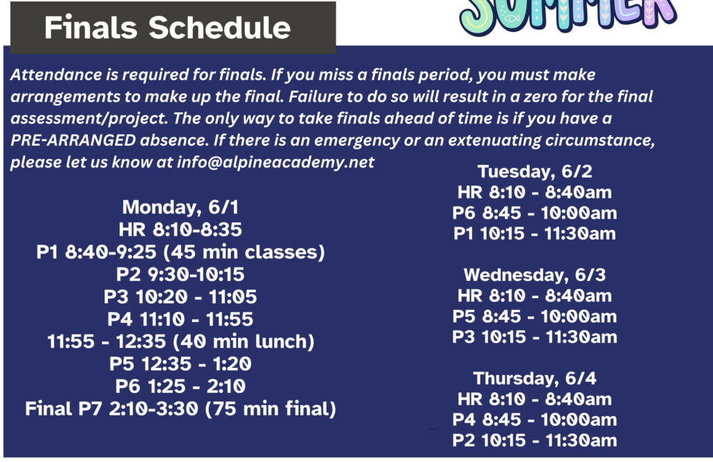 Finals Schedule